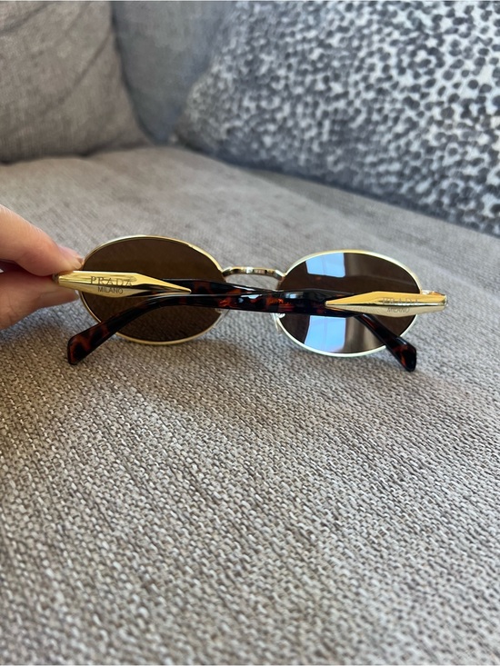 Prada PR 65ZS Gold Frame Sunglasses with Brown Lenses and Tortoiseshell Temples
